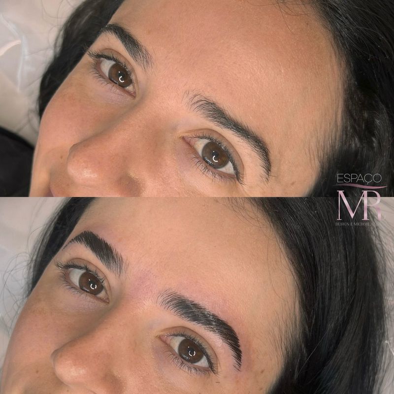 Antes e depois de brow lamination